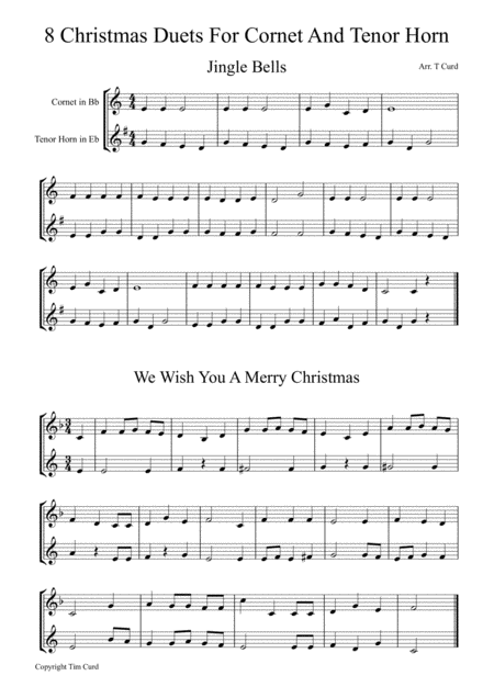 Free Sheet Music 8 Christmas Duets For Cornet And Tenor Horn
