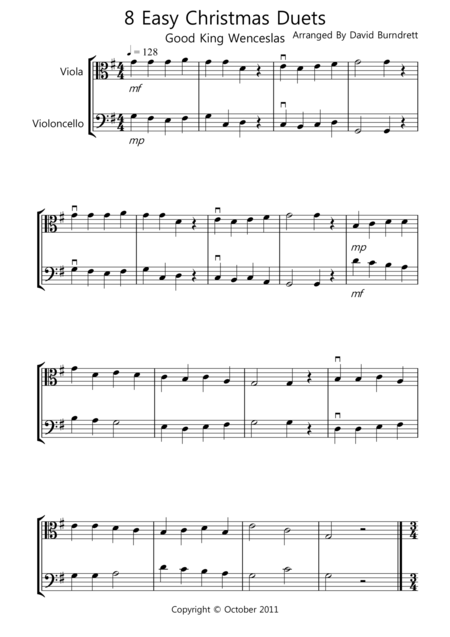 8 Christmas Duets For Viola And Cello Sheet Music