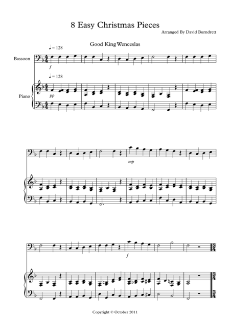 8 Christmas Pieces For Bassoon And Piano Sheet Music