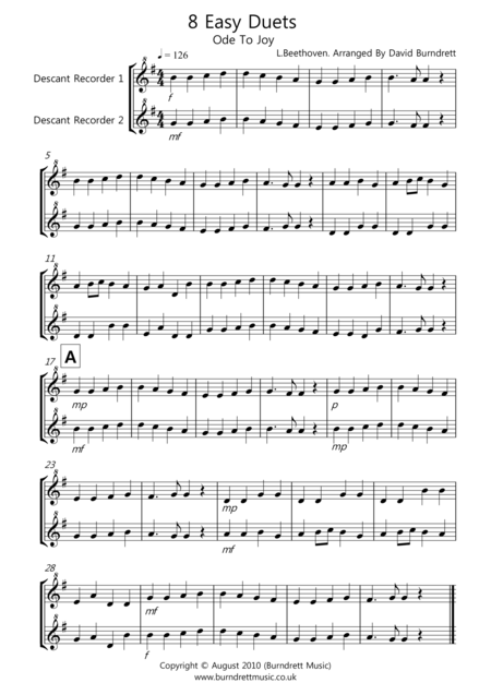 Free Sheet Music 8 Duet For Descant Recorder