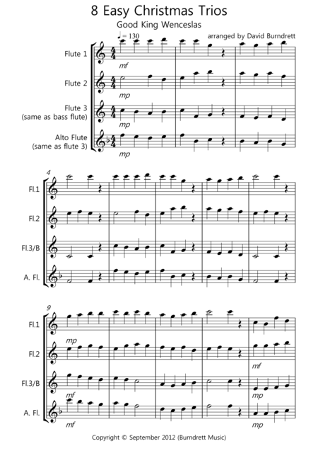 Free Sheet Music 8 Easy Christmas Trios For Flute