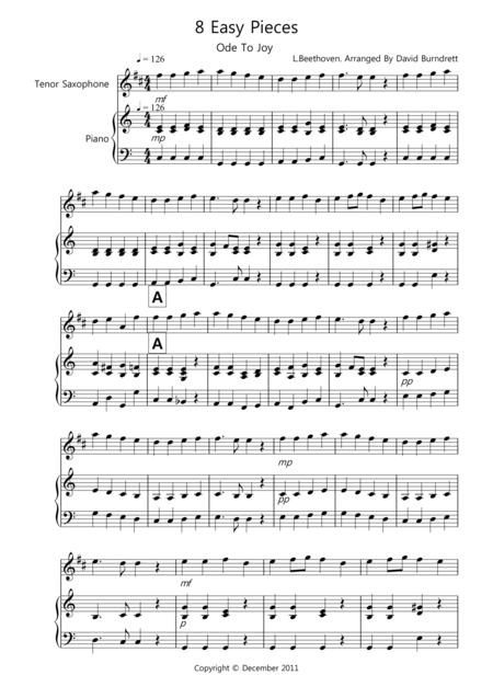 Free Sheet Music 8 Easy Pieces For Tenor Saxophone And Piano