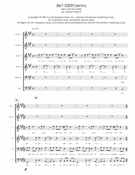 Free Sheet Music 867 5309 Jenny