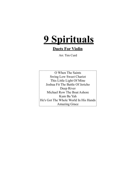 9 Spirituals Duets For Violin Sheet Music