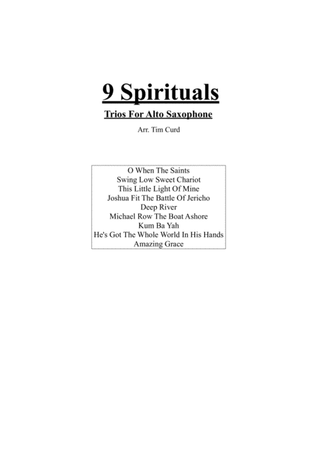 Free Sheet Music 9 Spirituals Trios For Alto Saxophone