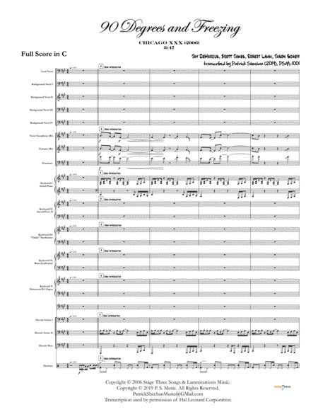 90 Degrees And Freezing Chicago Full Score Set Of Parts Sheet Music