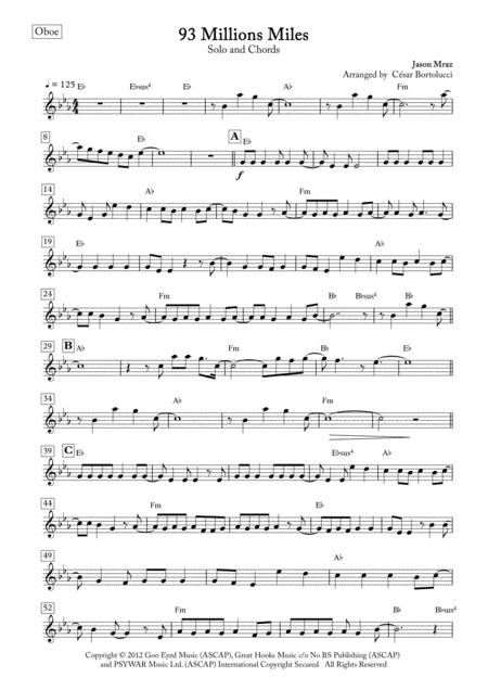 93 Million Miles Oboe Solo And Chords Sheet Music