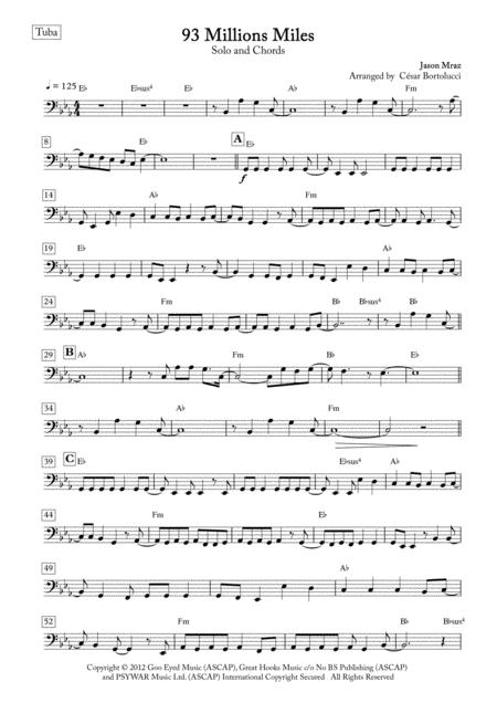 93 Million Miles Tuba Solo And Chords Sheet Music