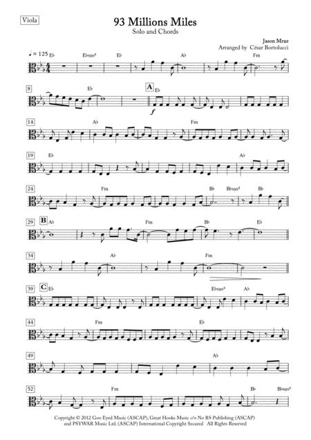 93 Million Miles Viola Solo And Chords Sheet Music