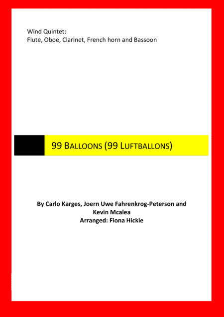 99 Red Balloons 99 Luftballons Sheet Music