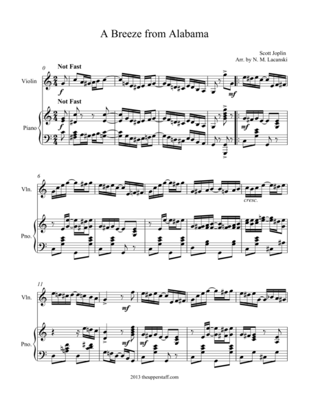 A Breeze From Alabama Easy Sheet Music