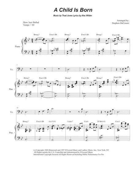 Free Sheet Music A Child Is Born For Cello Solo And Piano