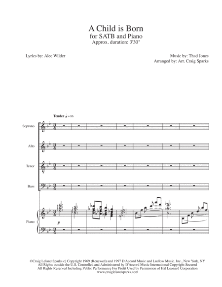 Free Sheet Music A Child Is Born Satb