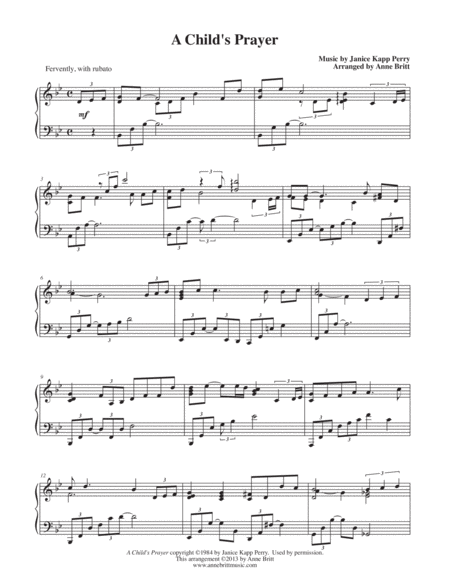 Free Sheet Music A Childs Prayer