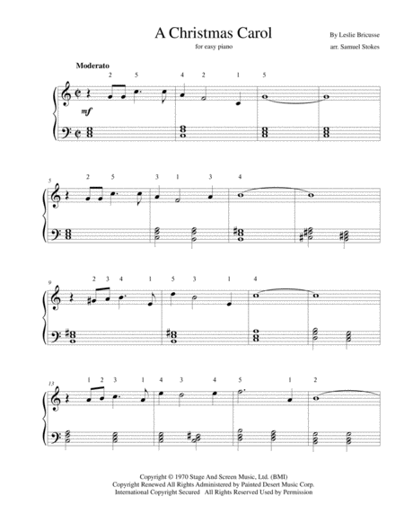 A Christmas Carol From Scrooge For Easy Piano Sheet Music