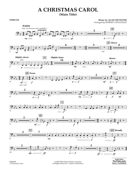 Free Sheet Music A Christmas Carol Main Title Arr Robert Longfield Timpani
