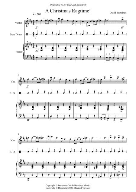 Free Sheet Music A Christmas Ragtime For Violin And Piano