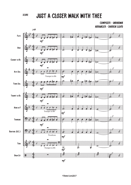 Free Sheet Music A Closer Walk With Thee Small Concert Band