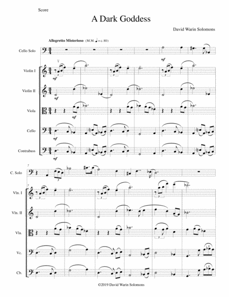 A Dark Goddess For Cello Solo And String Orchestra Sheet Music