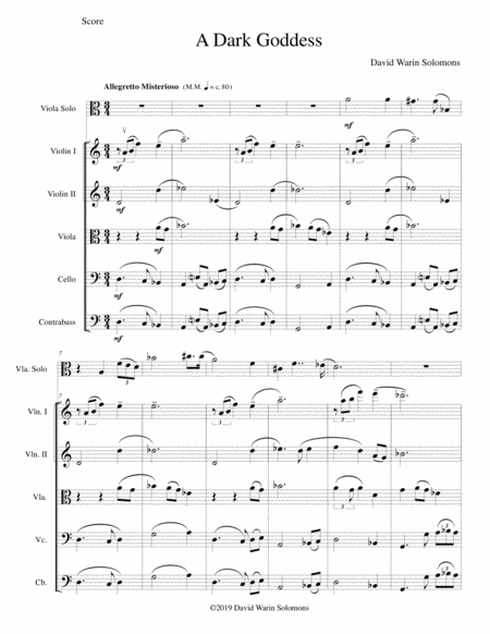 A Dark Goddess For Viola Solo And String Orchestra Sheet Music