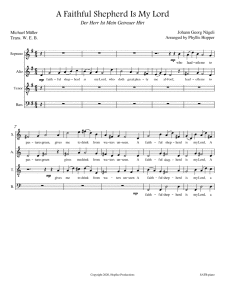 Free Sheet Music A Faithful Shepherd Is My Lord Satb