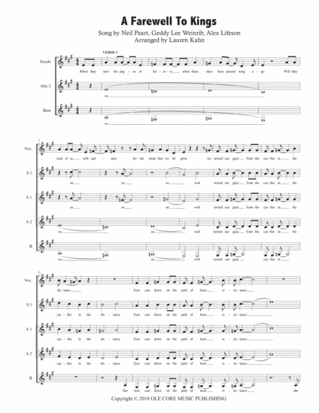 Free Sheet Music A Farewell To Kings