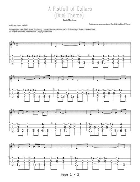 A Fistful Of Dollars Duel Theme For Chromatic Appalachian Mountain Lap Dulcimer Sheet Music