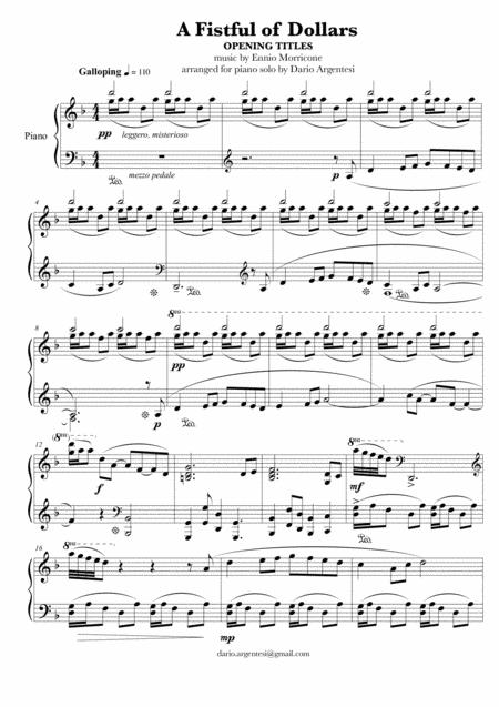 Free Sheet Music A Fistful Of Dollars Piano Solo