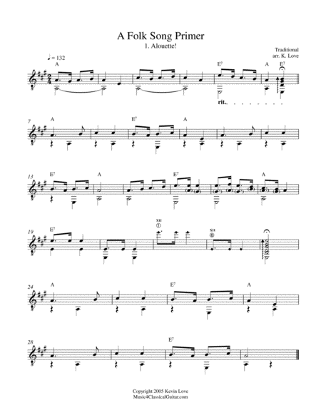 A Folk Song Primer For Guitar Sheet Music