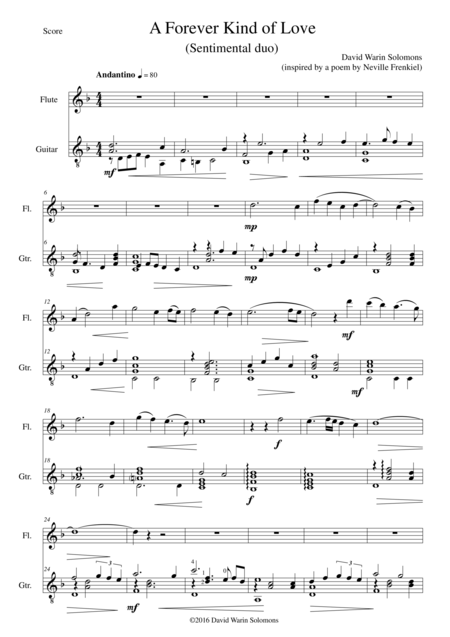 Free Sheet Music A Forever Kind Of Love Sentimental Duo For Flute And Guitar