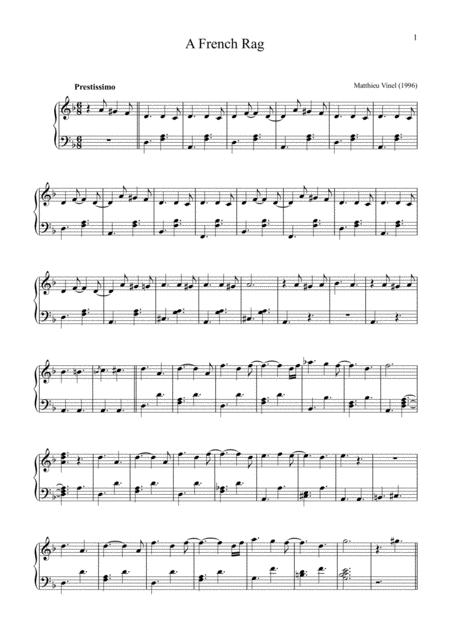 Free Sheet Music A French Rag By Matthieu Vinel