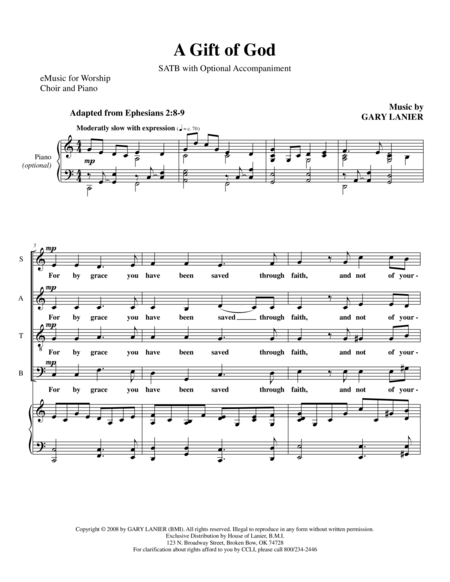 A Gift Satb Choir And Optional Piano With Satb Part Sheet Music