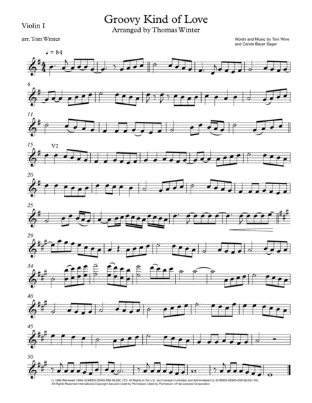 Free Sheet Music A Groovy Kind Of Love String Quartet Trio Or Duo