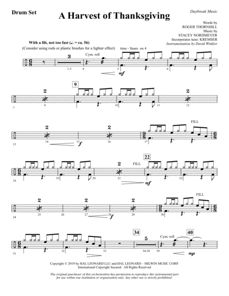 A Harvest Of Thanksgiving Drums Sheet Music