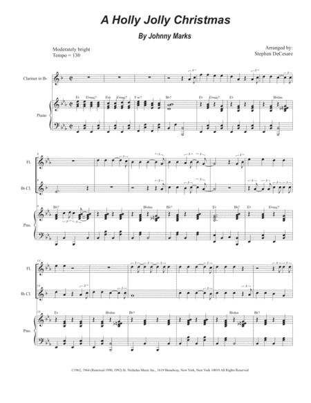 Free Sheet Music A Holly Jolly Christmas Duet For Flute And Bb Clarinet