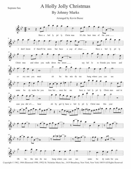 Free Sheet Music A Holly Jolly Christmas Original Key Soprano Sax