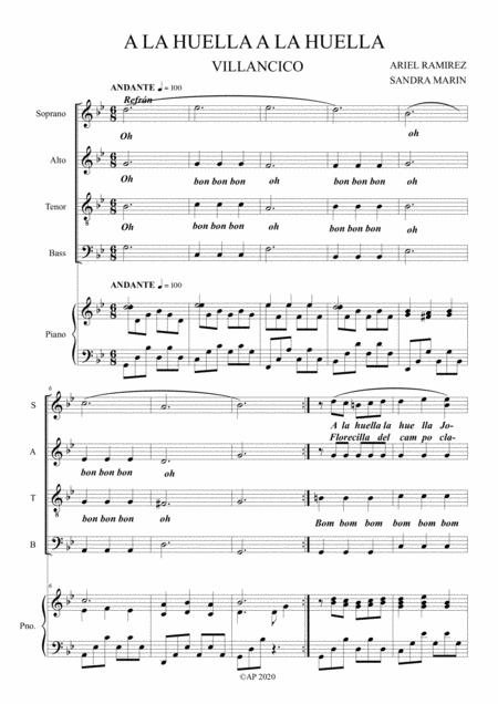 A La Huella Ariel Ramirez Coro Y Piano Choir And Piano Sheet Music