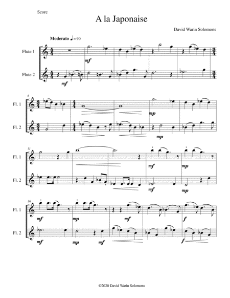 A La Japonaise For Flute Duo Sheet Music