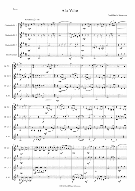 Free Sheet Music A La Valse For Clarinet Quartet