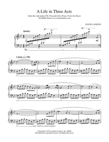 A Life In Three Acts Sheet Music