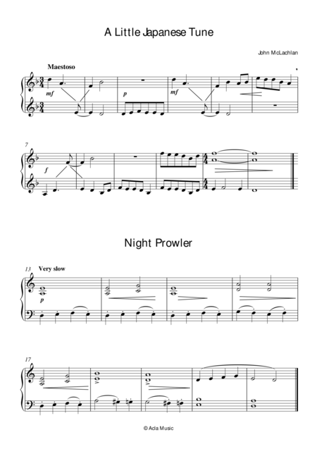 Free Sheet Music A Little Japanese Tune And Night Prowler