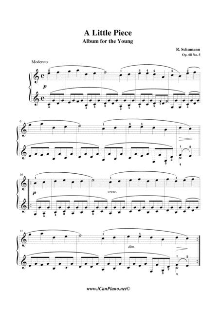 A Little Piece Album Of The Young Op 68 No 5 Icanpiano Style Sheet Music