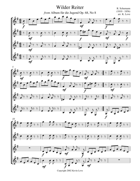 Free Sheet Music A Little Schumann Please Guitar Quartet Score And Parts