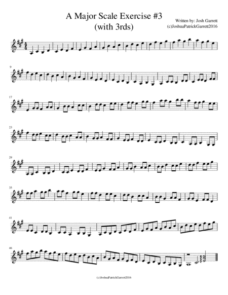 Free Sheet Music A Major Scale Exercise 3