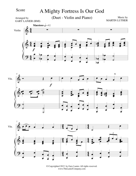 A Mighty Fortress Is Our God Duet Violin And Piano Score And Parts Sheet Music