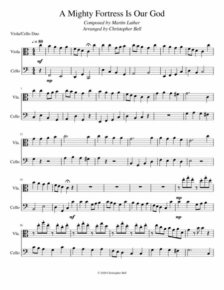 A Mighty Fortress Is Our God Viola Cello Duet Sheet Music