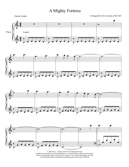 Free Sheet Music A Mighty Fortress Piano Solo By Eric Carlson