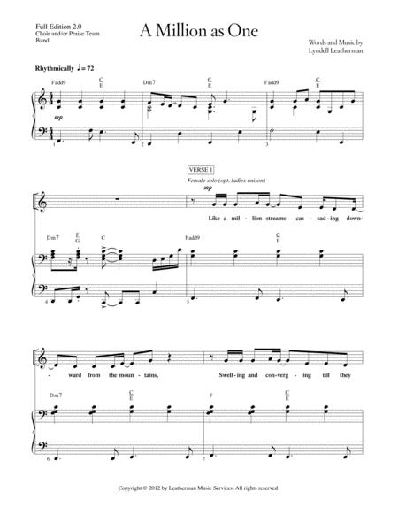 A Million As One Vocal Piano Chord Chart Sheet Music