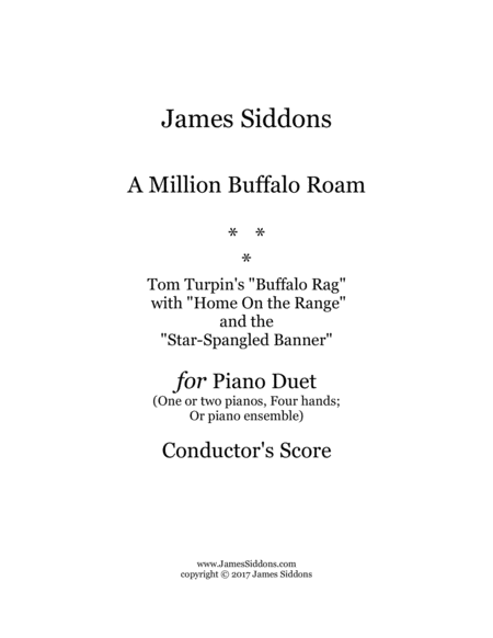 Free Sheet Music A Million Buffalo Roam Conductors Score For Piano Ensemble