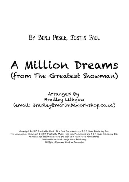 A Million Dreams Arranged By Bradley Lithgow For African Marimba Band Diatonic In C Sheet Music